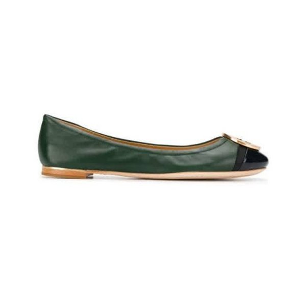 Tory Burch Minnie Patent Cap-Toe Ballet Flat Pine Tree Perfect Navy Green 10.5 - Picture 7 of 7